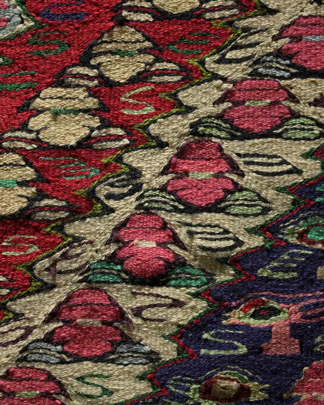 گلیم سنتی سنه قرمز آجری — تصویر 2